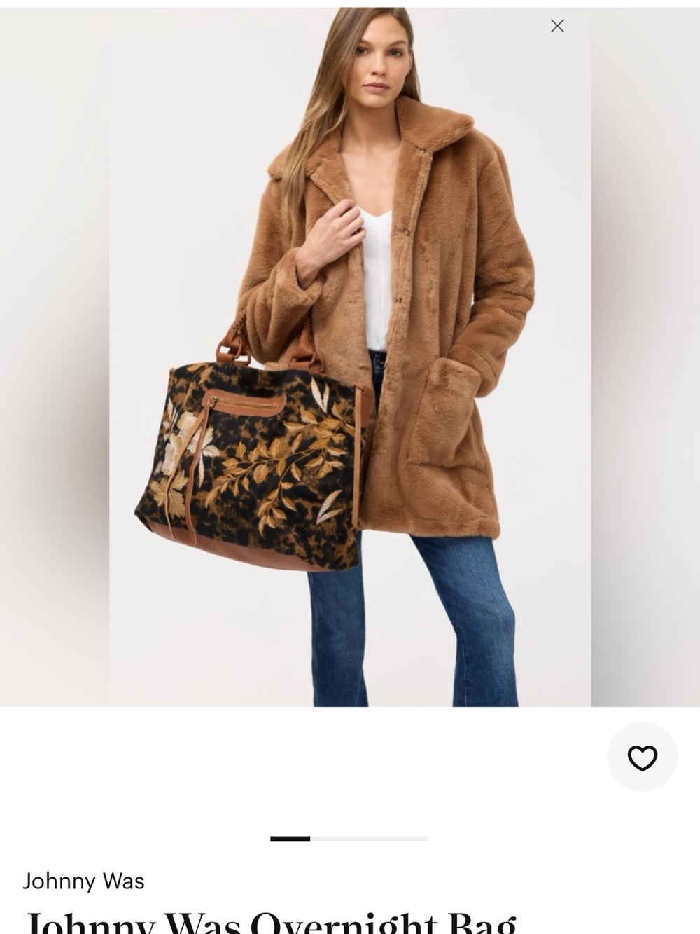 NWT Johnny Was Black & Brown Floral Embroidered Travel Tote/Weekend bag